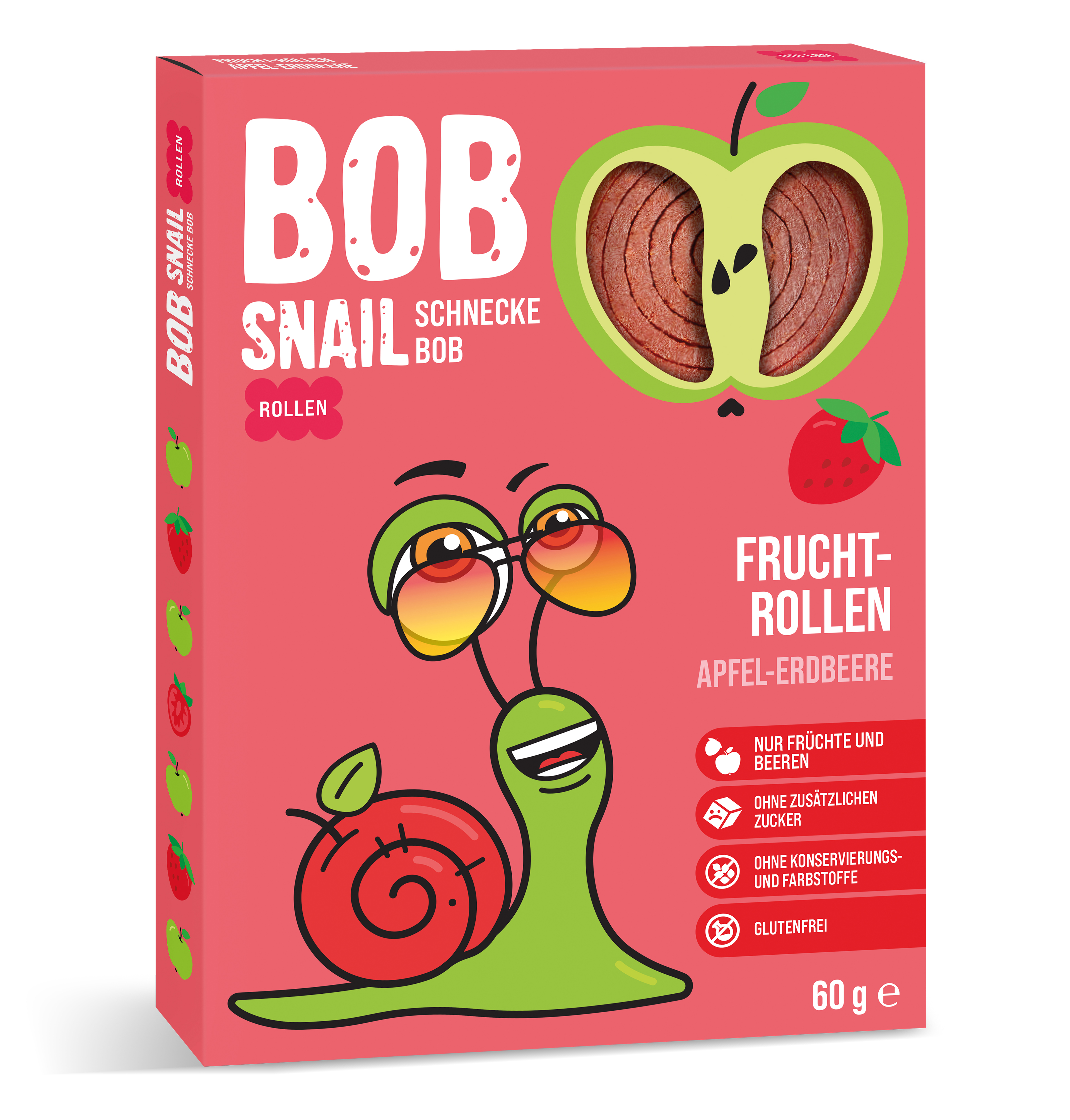 BOB Snail Fruchtrollen Apfel-Erdbeere, 60 g